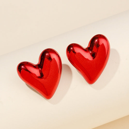Aretes de corazones espejo- rojos