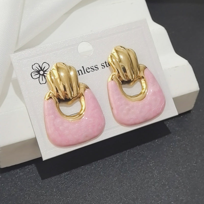 Aretes acero inoxidable - rosas