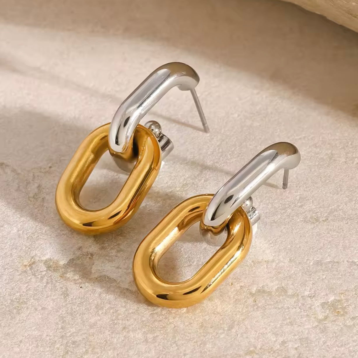 Aretes bicolor - acero inoxidable