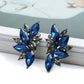 Aretes abanico de pedrería - azul y negro