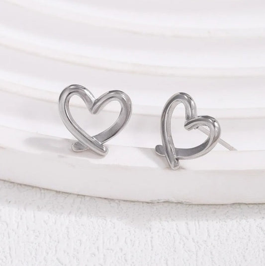 Aretes de corazones dorados- acero inoxidable