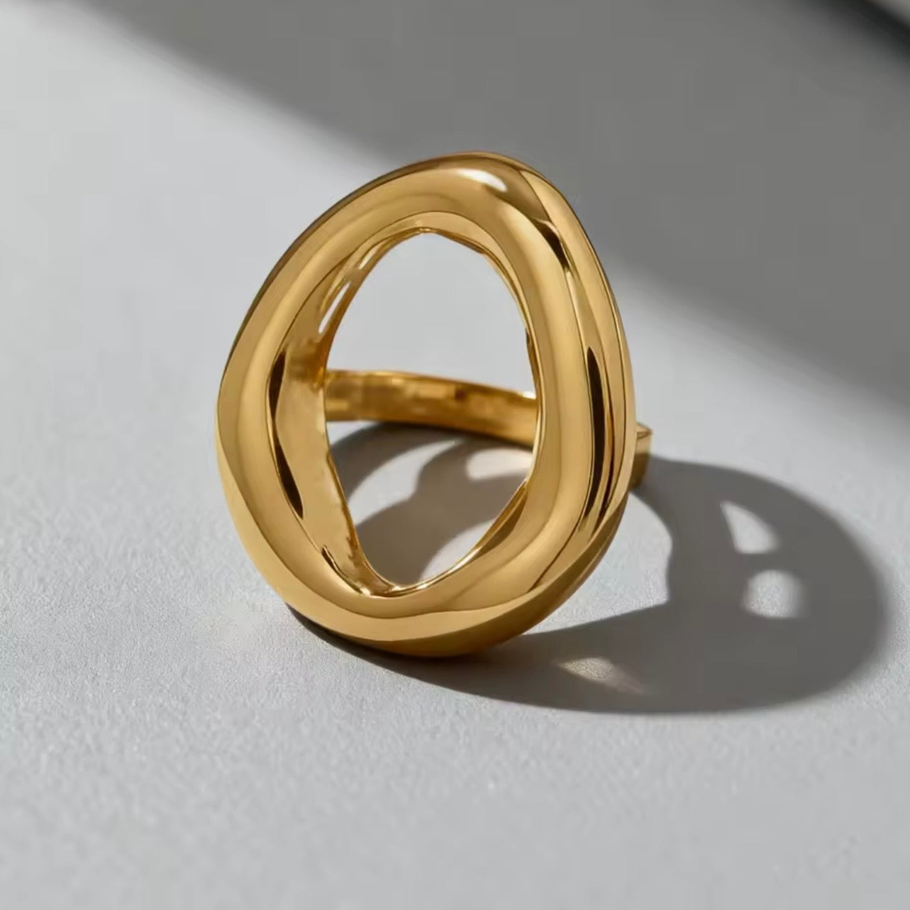 Anillo chunky dorado talla 7 - acero inoxidable