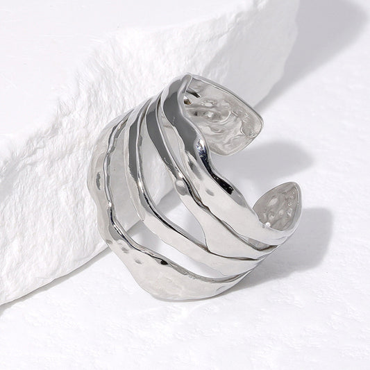 Anillo ajustable plateado mod13 / Acero inoxidable