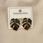 Aretes hojas Hawái negras- acero inoxidable