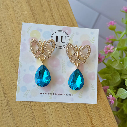 Aretes mariposas azules