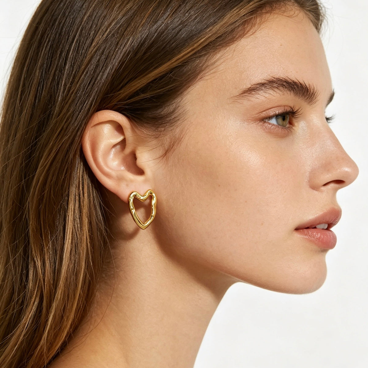 Aretes corazones huecos - acero inoxidable