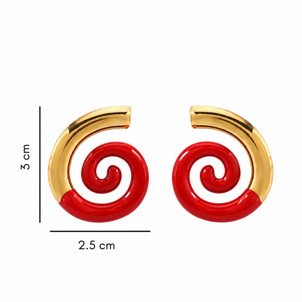 Aretes espiral rojo - acero inoxidable