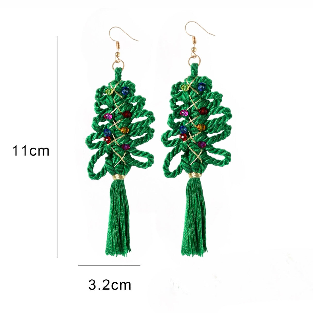 Aretes largos de arbolitos navideños