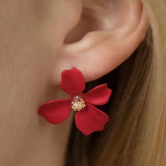 Aretes de florecitas rojas