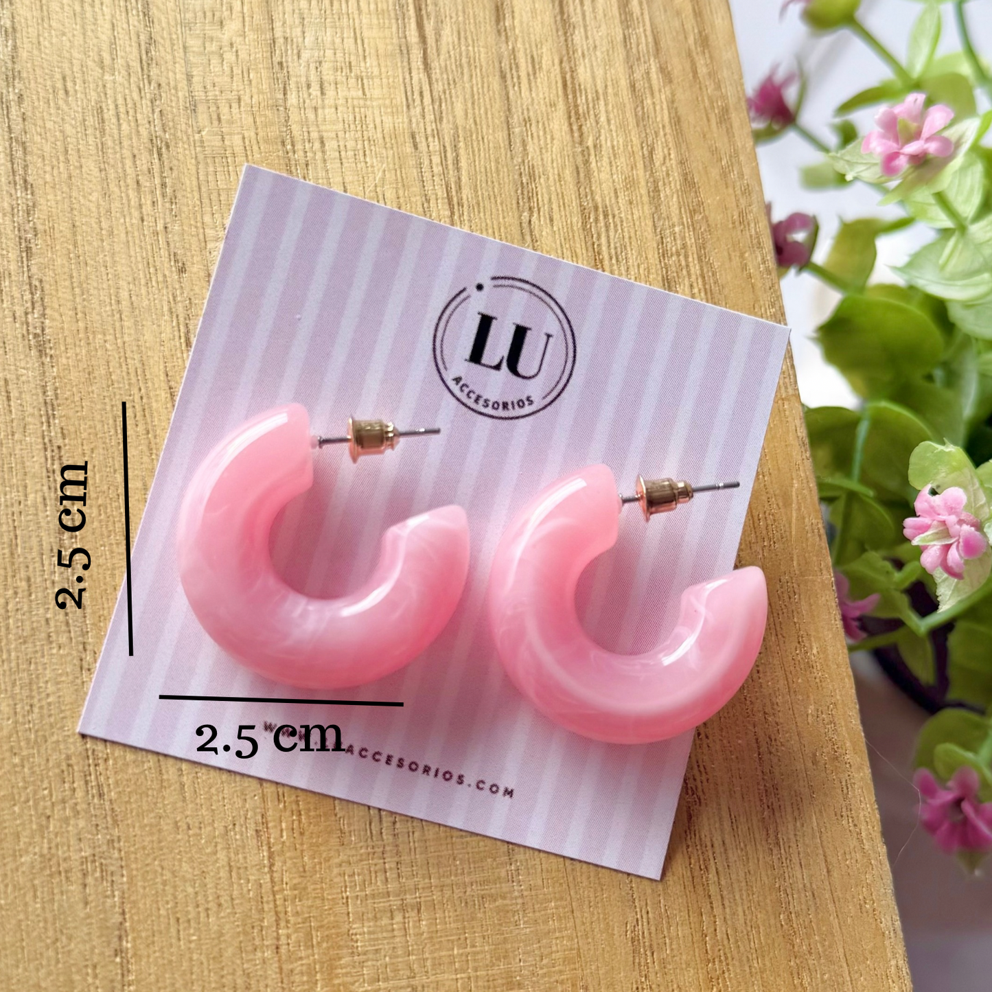 Aretes medio círculo - rosa