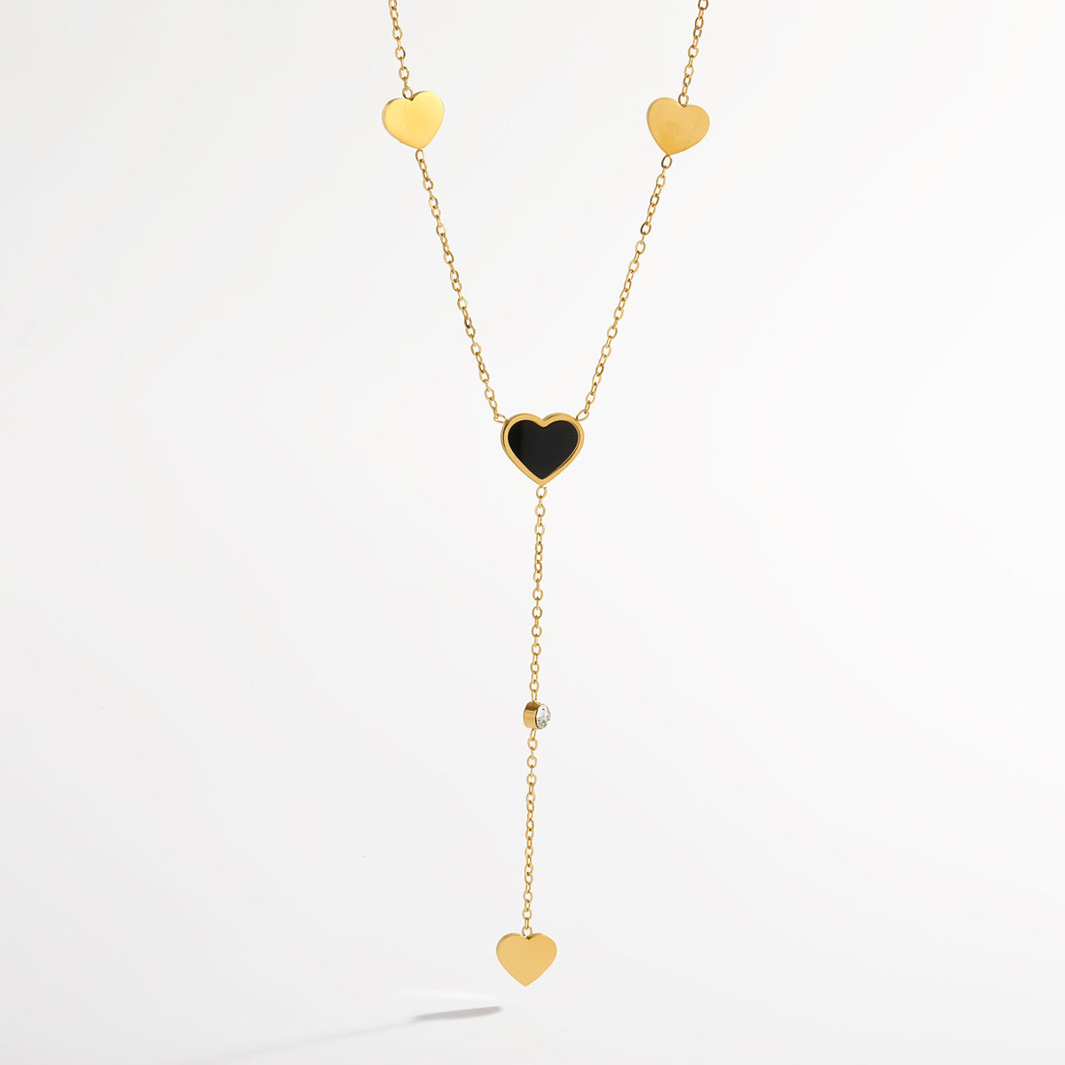 Collar largo de corazones  - Acero inoxidable