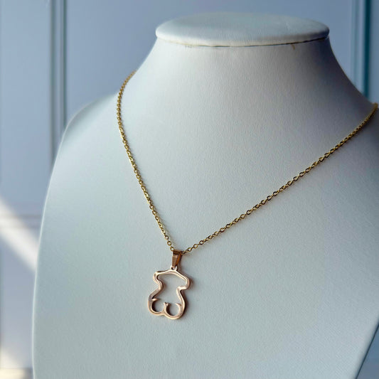 Collar de osito rosa gold - acero inoxidable