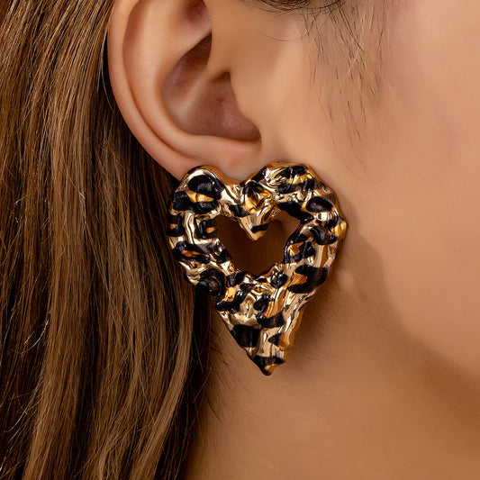 Aretes corazón animal print