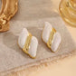 Aretes blanco y dorado - acero inoxidable