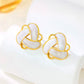 Aretes cruzados blanco y dorado- acero inoxidable