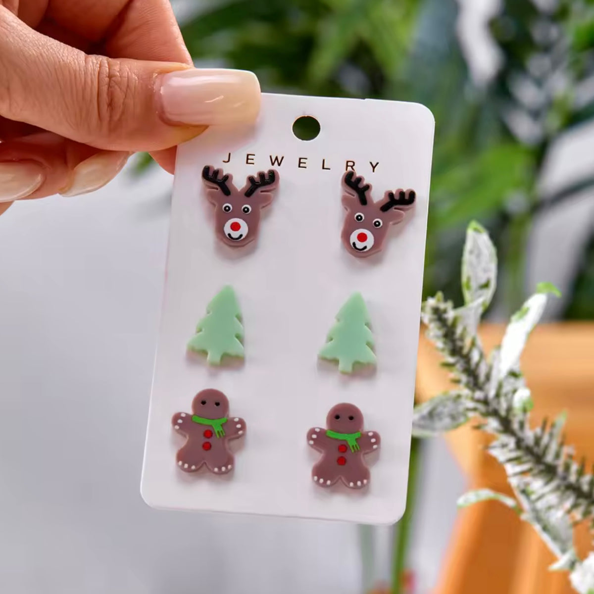 Set de 3 pares de aretes navideños