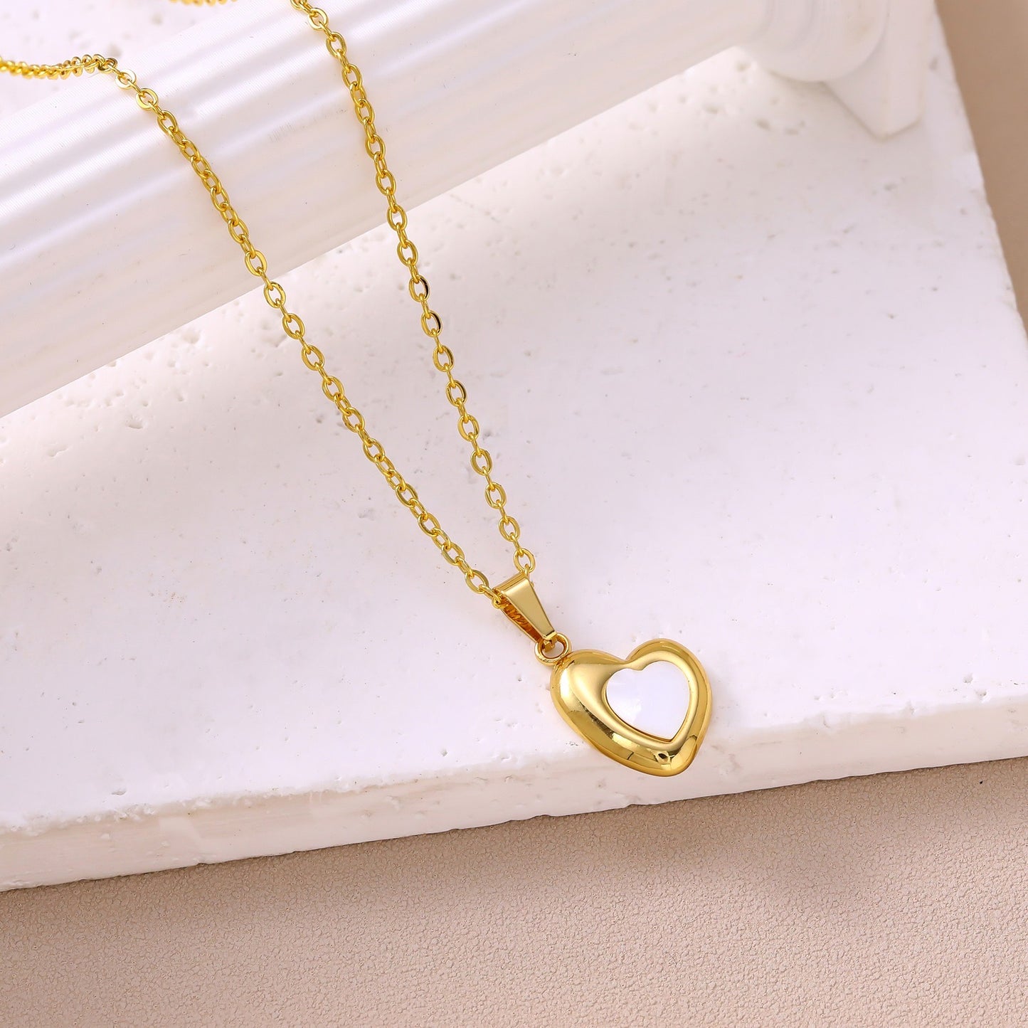 Collar corazón blanco - acero inoxidable