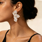 Aretes abanicos blancos- acero inoxidable
