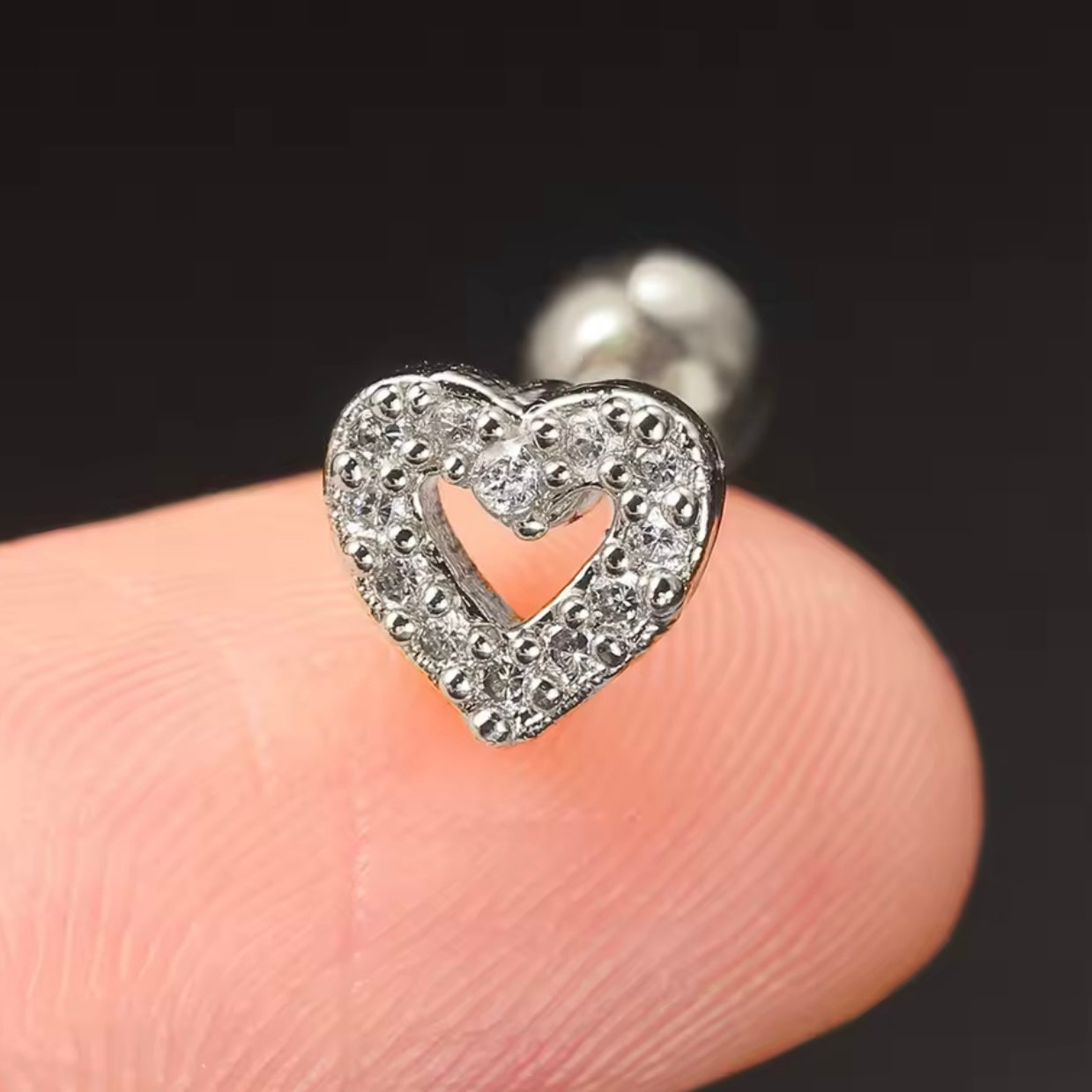Piercing corazón plateado - acero inoxidable (1 pieza)