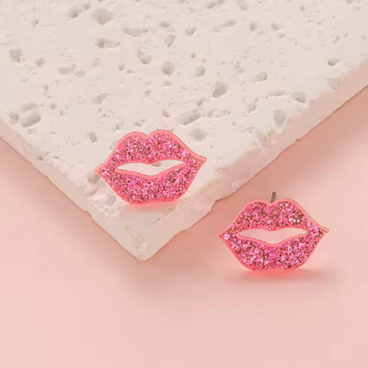 Aretes de besos con brillos