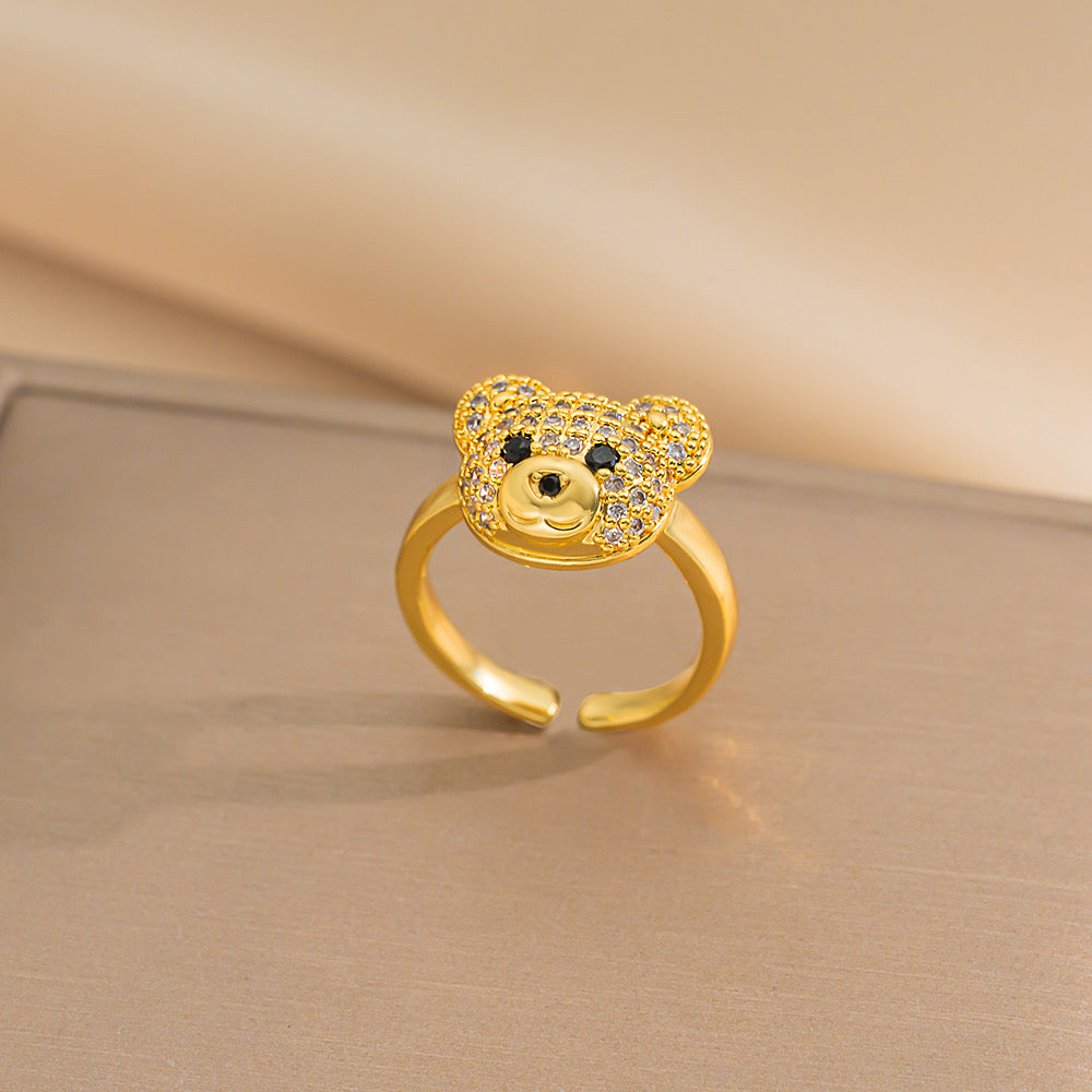 Anillo ajustable de osito - acero inoxidable
