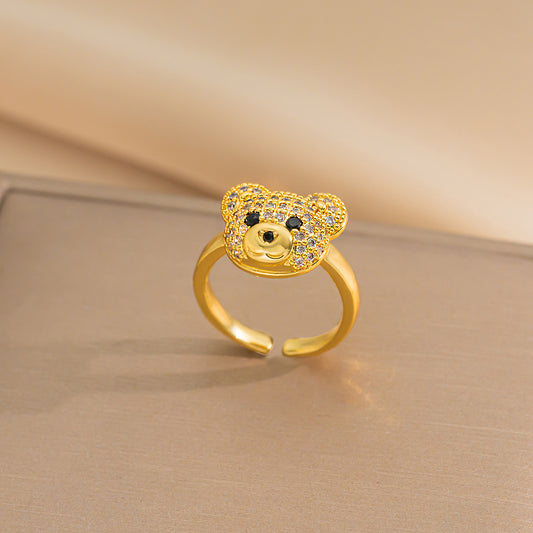 Anillo ajustable de osito - acero inoxidable