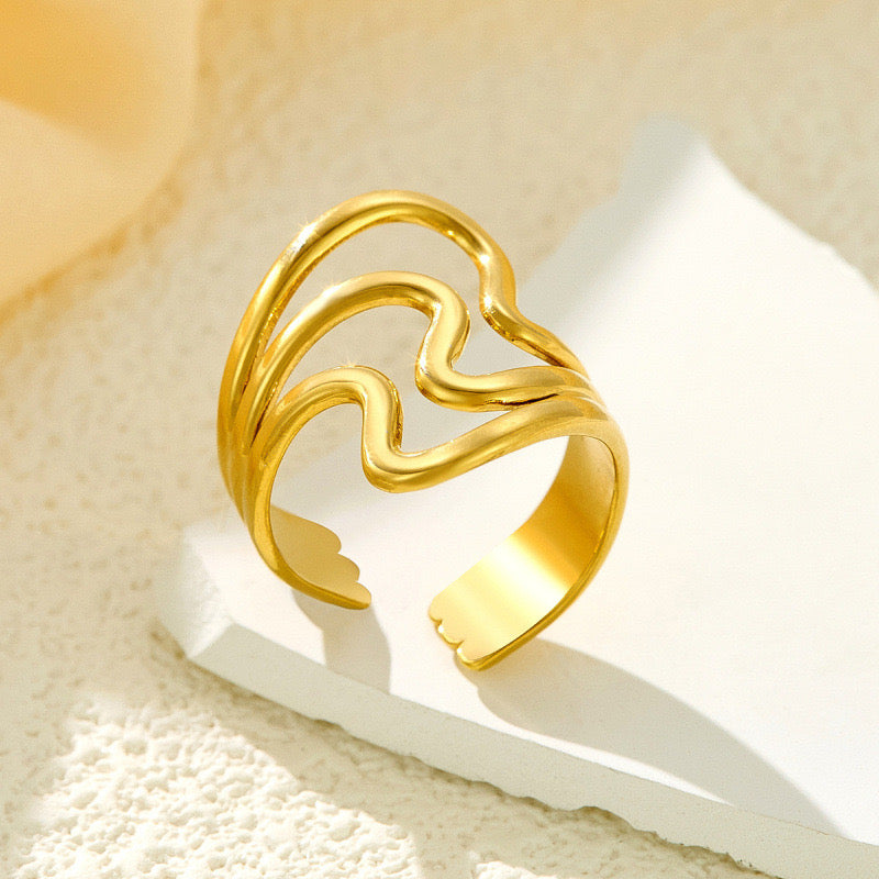 Anillo ajustable dorado - acero inoxidable