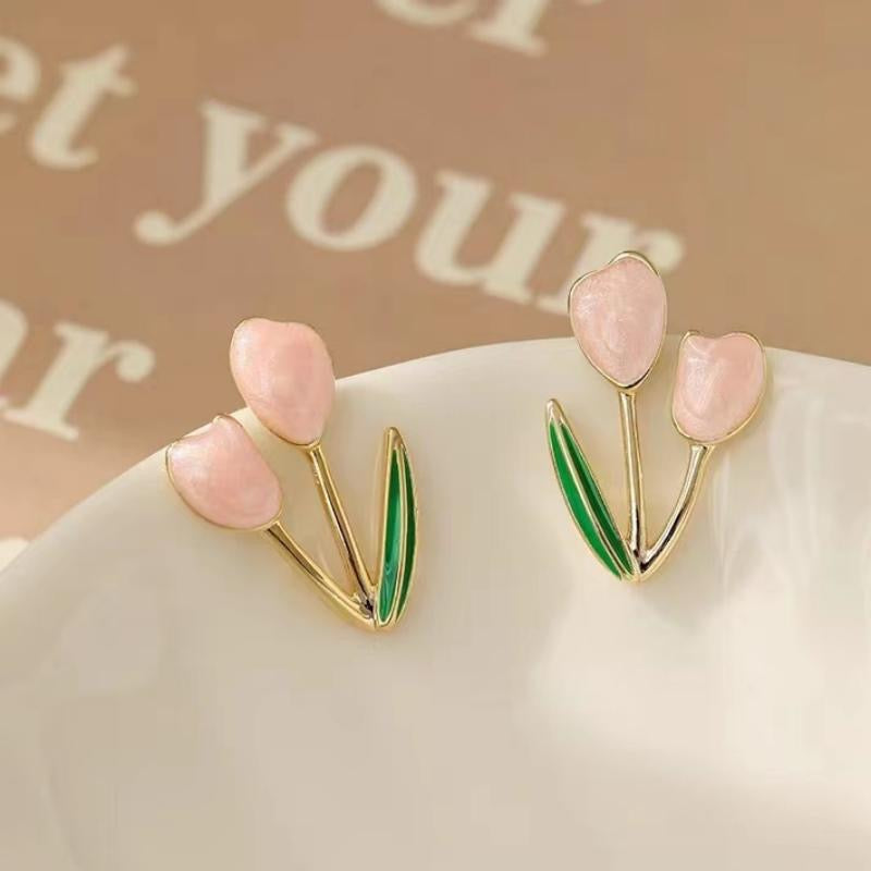 Aretes de tulipán rosa