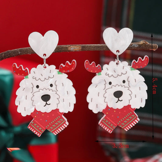 Aretes de perritos navideños