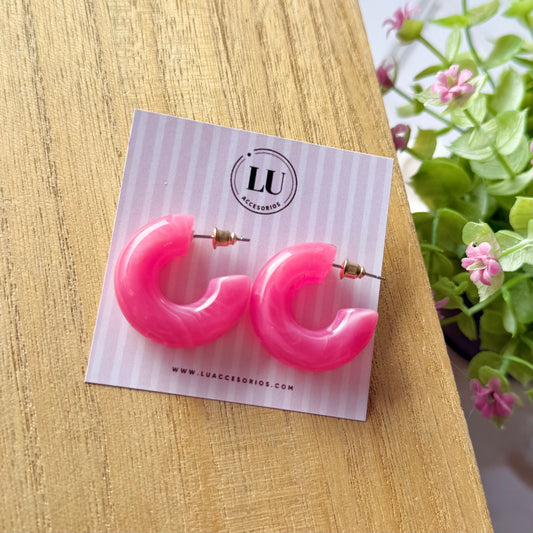 Aretes medio círculo - rosados