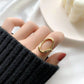 Anillo ajustable ovalado dorado/ Acero inoxidable