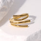 Anillo ajustable Lineas dorado - acero inoxidable