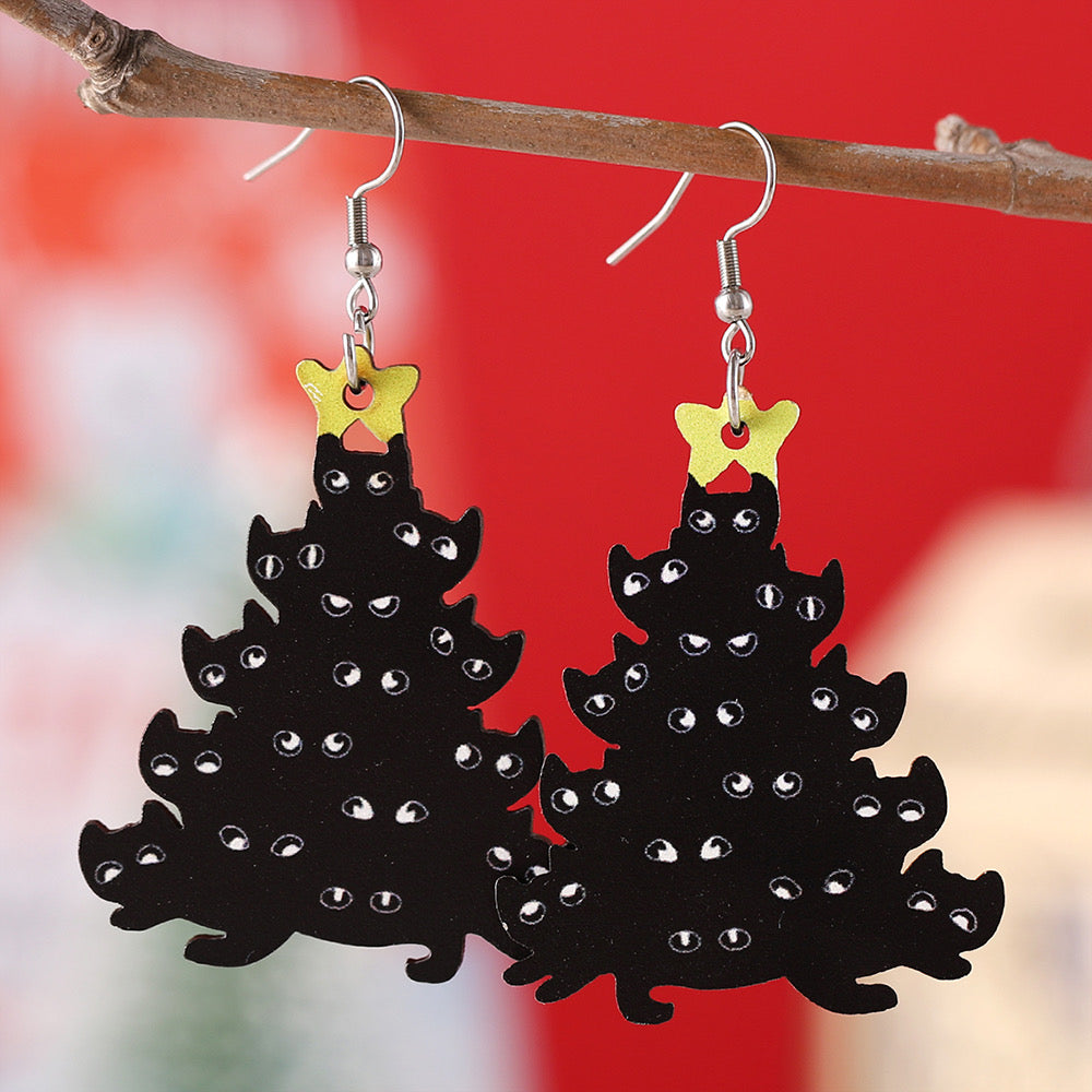 Aretes arbolito navideño de gatitos