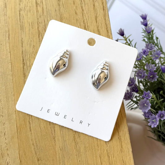 Aretes caracoles plateados