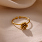 Anillo ajustable flor- acero inoxidable