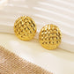 Aretes circulos con cuadros dorados - acero inoxidable