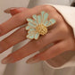 Anillo ajustable chunky mediaflor menta-acero inoxidable