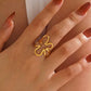 Anillo ajustable flor - acero inoxidable