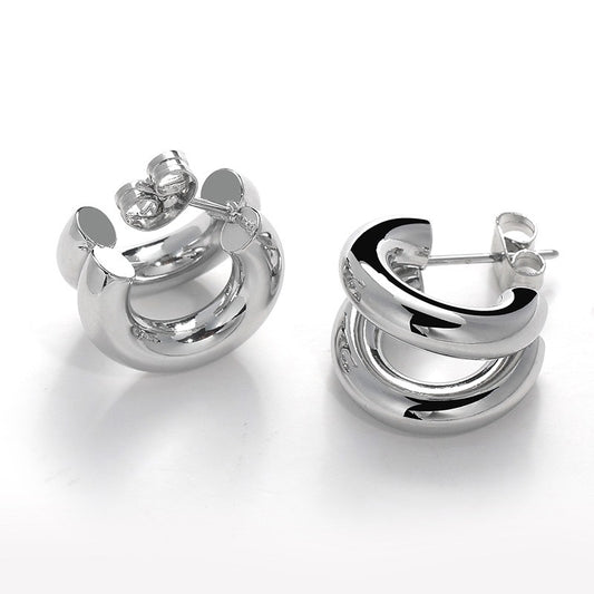Aretes-arracadas pequeñas plateadas  - acero inoxidable