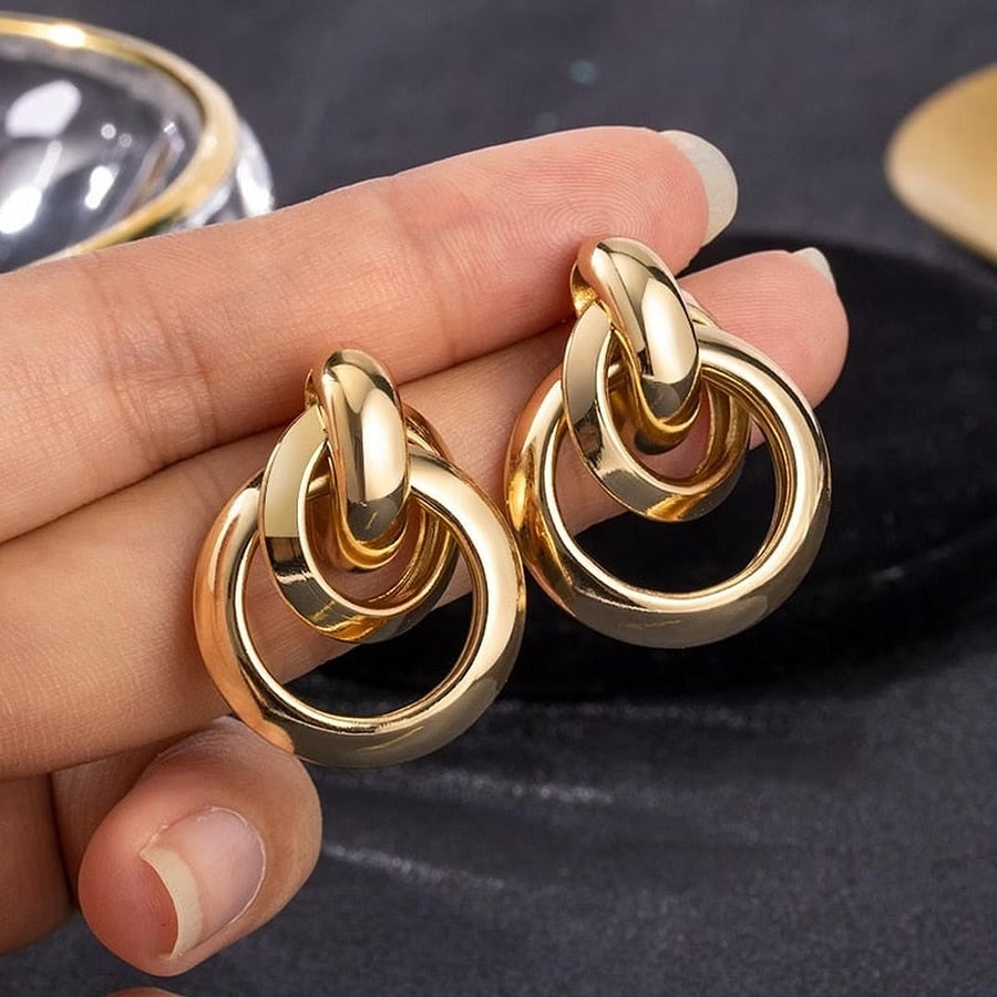 Aretes dorados mod1 - acero inoxidable