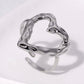 Anillo de corazón ajustable - acero inoxidable