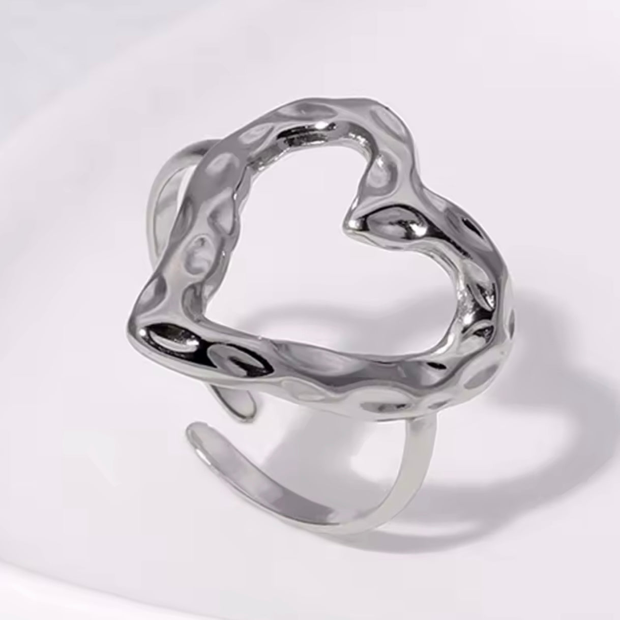 Anillo de corazón ajustable - acero inoxidable