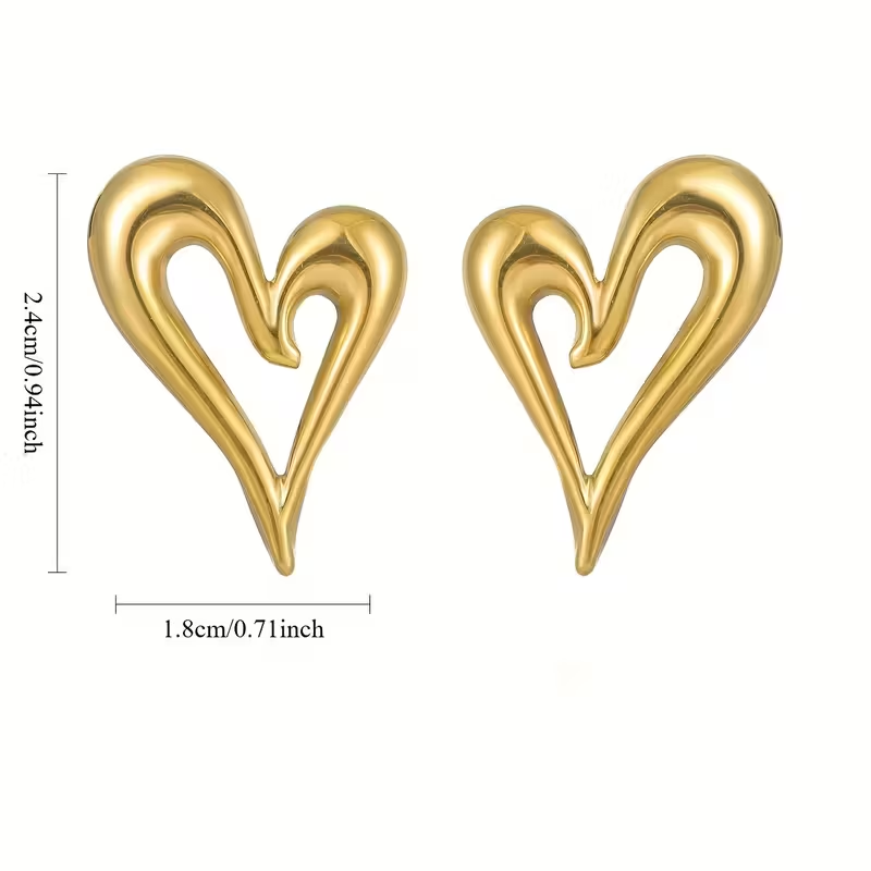 Aretes corazones dorados- acero inoxidable