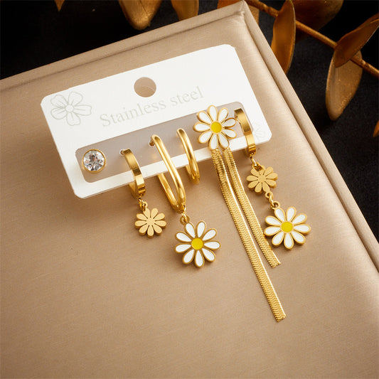 Set de 6 piezas de aretes - acero inoxidable