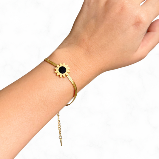Pulsera girasol negro - acero inoxidable