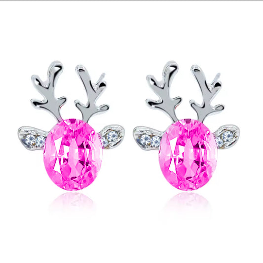 Aretes de renos rosados