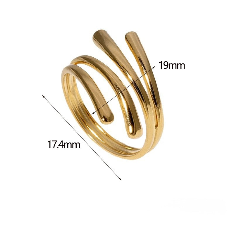 Anillo ajustable Lineas dorado - acero inoxidable