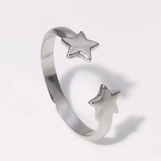 Anillo ajustable de estrellas - acero inoxidable - 1 pieza