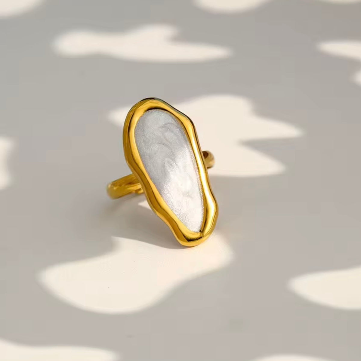 Anillo ajustable blanco - acero inoxidable