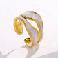 Anillo ajustable dorado con blanco / Acero inoxidable